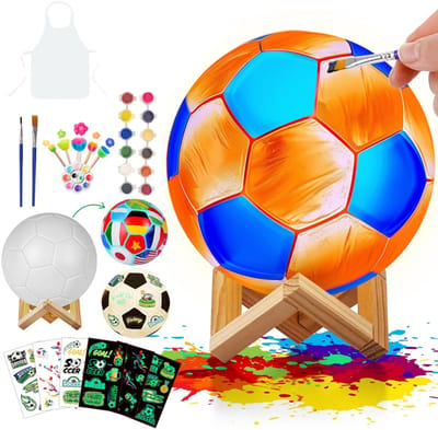 Verf je eigen voetballampset, doe-het-zelf 3D-nachtlampje met voetbalstickers en houten standaard, creatieve kunst- en knutselset voor kinderen, voetbalcadeaus voor jongens, speelgoed, meisjescadeau, verjaardag, paascadeau - Cyslmuk®