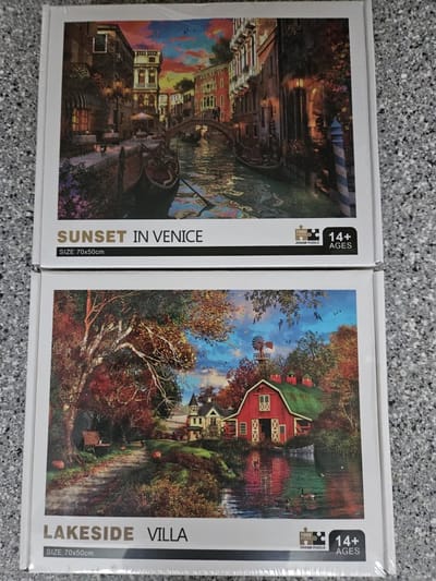 2 Puzzels 1000 stuks 70cm x 50cm - 2 stuks - villa en sunset in venice