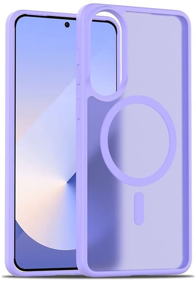Lunso Geschikt voor Samsung Galaxy S25 Edge slank backcover hoesje met magnetisch ondersteuning - Paars