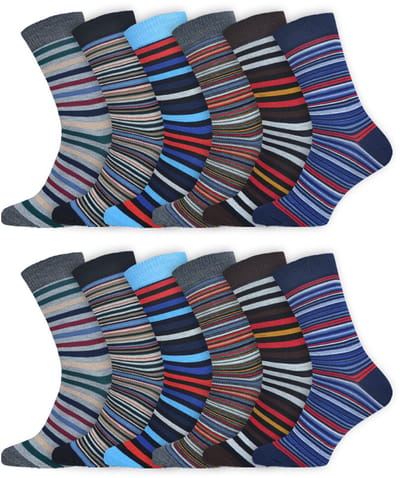 Kleurrijke herensokken | Strepen | Merk: Gianvaglia | Kleur: Diverse kleuren | Maat: 39-42/ 43-46 | 12 Paar