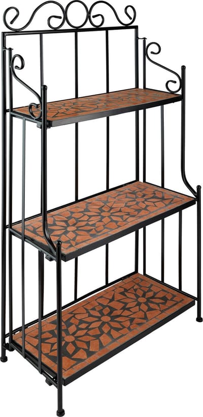 tectake® Mozaïek Metalen Plank - 3 Planken van Steenmozaïk met Gebogen Metalen Frame - Diverse Kleuren - (Terra | Nr. 402770)