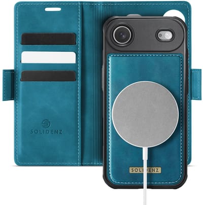 Solidenz Luxe 2-in-1 Wallet Hoesje geschikt voor iPhone Air - Geschikt voor MagSafe Hoes - Afneembare Case - Blauw