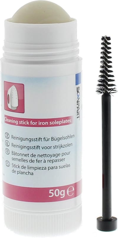 Scanpart strijkijzer reiniger - Stick - Speciaal geschikt voor strijkijzerzool - Zoolplaat - Strijkzool - Strijkbout - Vlekkenverwijderingsstick - Vlekverwijderaar - Reinigingsstick - Met borsteltje