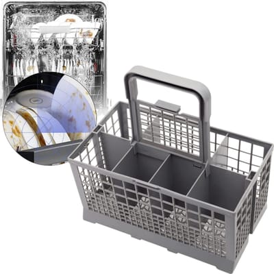 Vaatwasserrek - opbergrek met meerdere compartimenten - opbergdoos voor servies - klein opbergmandje - 240×140×240 mm - geschikt voor alle soorten vaatwassers - grijs