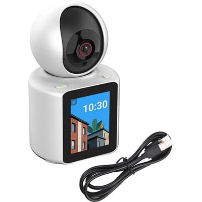 Caméra de sécurité sans fil 1080P Caméra WiFi Pan/Tilt avec écran IPS 2,8 pouces Mouvement à 360 degrés EU Plug blanc