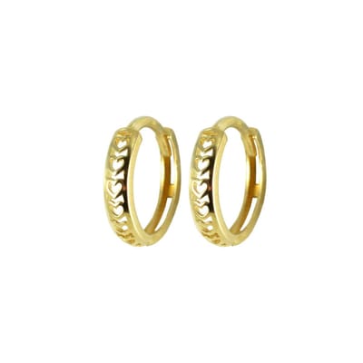 New Bling 9NBSAM-G190164 Gouden Oorringen - Dames - Opengewerkt - Hartjes - 12 x 2,7 mm - Scharnier - 14 Karaat - Goud