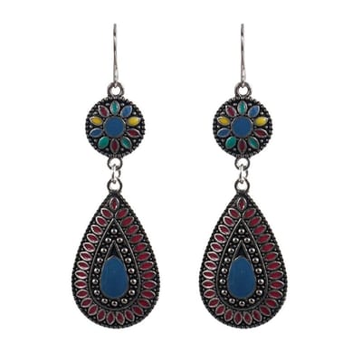 Fako Bijoux® - Oorbellen - Bohemian - Druppel Retro - Blauw