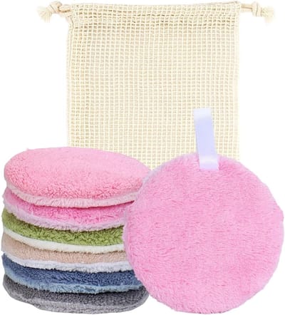 SnelShoppen - 6 stuks Koraal Fleece Make-Up Remover Pads, Dubbelzijdige Cirkel Pads, Herbruikbare Gezichtsreiniging Pad, Ultra Zacht, Veelkleurig voor