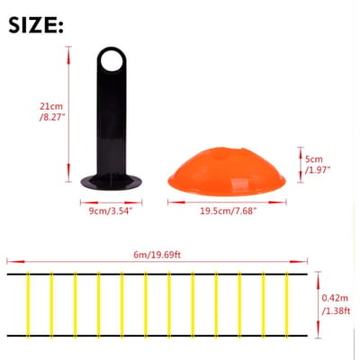 Snelheid Behendigheid Trainingsladder Kit 12 Verstelbare Platte Sporten en 10 Kegels (Oranje Geel) voor Fo yellow