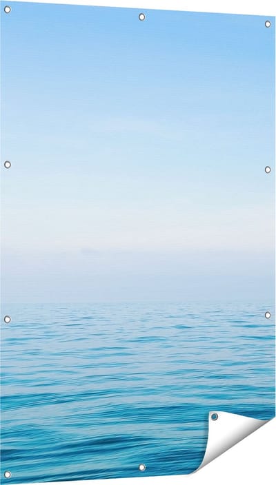 Gards Tuinposter Zee met een Blauw Hemel Achtergrond - 80x120 cm - Tuindoek - Tuindecoratie - Wanddecoratie buiten - Tuinschilderij