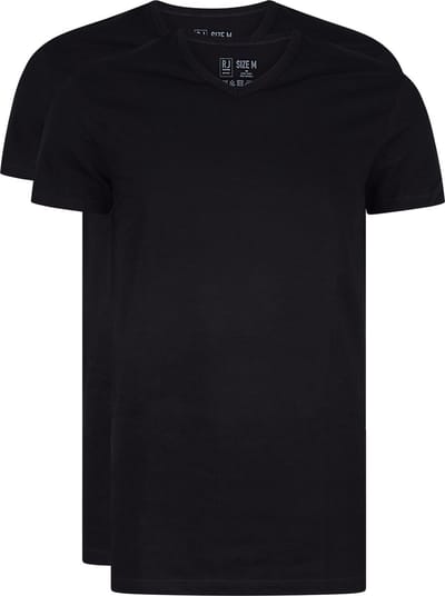 RJ Everyday Gouda 2-Pack Heren V-Hals T-Shirt Zwart S