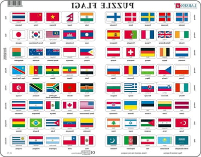 Vlaggenpuzzel Wereld - Educatieve Legpuzzel - Geografie Leren - Quiz Vraag Antwoord - 80 Stukjes - Multicolor