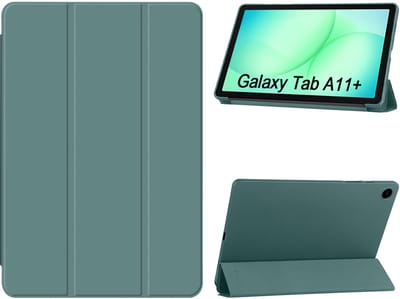 Hoes Geschikt voor Samsung Galaxy Tab A11 Plus hoes Pine Groen – Tablet hoes tri-fold bookcase met auto/wake functie