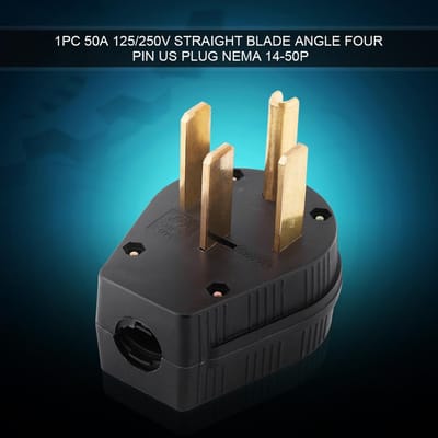 1 stuks 50A 125250V Rechte Mes Hoek Vier Pin US Stekker NEMA 1450P black