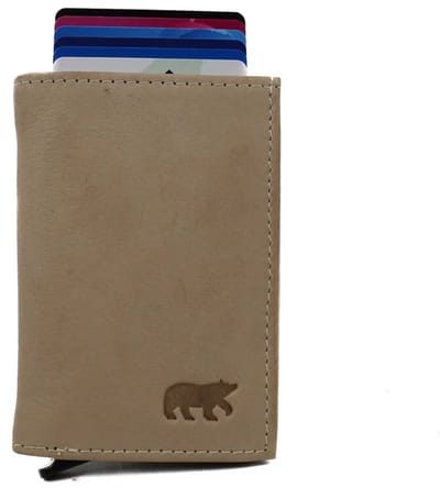 Bear Design Frits Leren RFID Safety Wallet - Creditcardhouder - Pasjeshouder - Feather