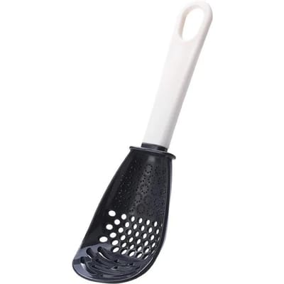 Multifunctionele Keuken Kooklepel Keuken Zeef Schep Hittebestendig Aardappel Knoflook Pers Vergiet Keukenhulpjes white