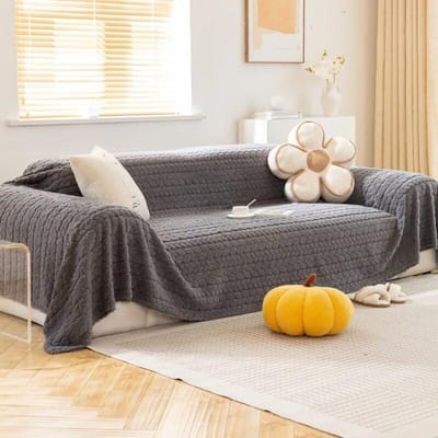 Nieuwe Effen Kleur Blad Bankhanddoek Woonkamer Antislip Universeel voor Alle Seizoenen Bankhanddoek Verdikken Pluche Bankhanddoek Woondecoratie 180x130cm1pcs