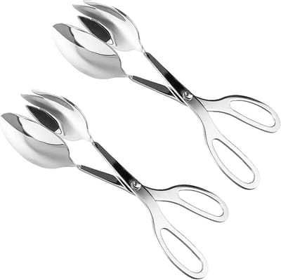 longziming -2‑Pack RVS Keukentangen – Multifunctionele Salade- en Serveerhulp, Geschikt voor Brood, Taart, Buffet, BBQ en Gebak, Keukenaccessoire
