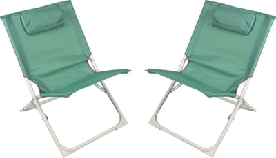 Sunnydays Havana camping/strand stoel - 2x - aluminium - inklapbaar - groen - 49 x 62 x 61 cm