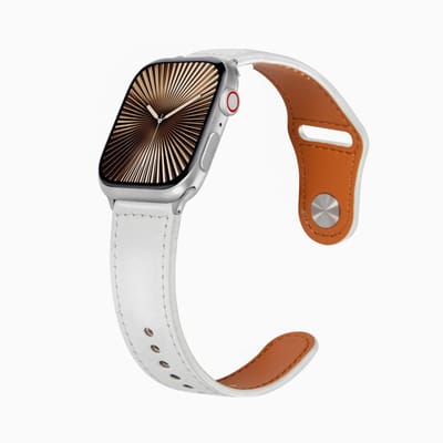 Leren bandje - geschikt voor Apple Watch 1/2/3/4/5/6/7/8/9/10/11/ SE (1,2,3) met maat 38 mm / 40 mm / 41 mm en 42 mm (Watch 10/11) - leer met druksluiting - wit