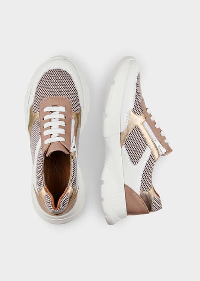 Sneakers met een netinzet - wit / rosé / goudkleurig - Gr. 36 van Goldner Fashion