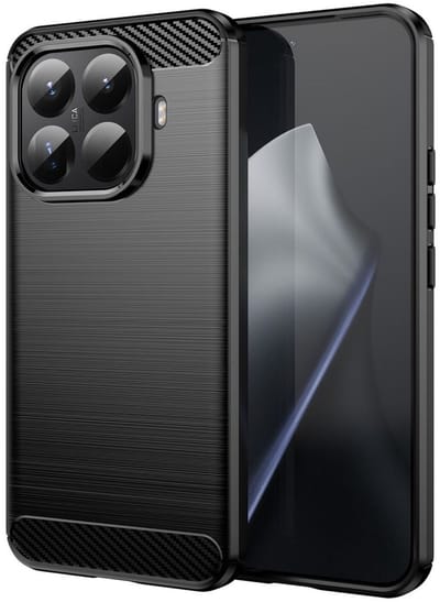 Geborsteld TPU Hoesje Geschikt voor Xiaomi 15T Pro | Beschermhoes | Back Cover | Flexibel TPU | Stijlvol Carbon | Dun | Zwart