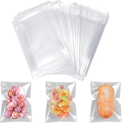 SnelShoppen - 100 Stuks Clear Cellophane Bags - Zelfklevende Cookie Bags - Transparante Cake Bags 7x10cm - Ideaal voor Feestjes, Cadeaus en Handwerk