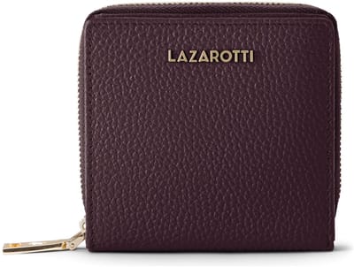 Lazarotti Leren portemonnee Bologna Leather Zip Wallet With 6 Card Slots Burgundy donkerbruin