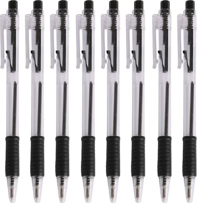 Professionele Balpennen –"8 Stuks" – Zwart – (Softgrip) – Kliksysteem – Comfortabele Schrijfervaring - Pennen - Pen - Balpen