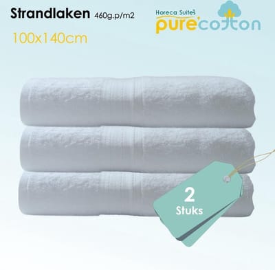 Homéé - Saunalaken | Badlaken | Pool Towel | L/P Fancy wit 460g.p/m2 | 2 Stuks | 100x140cm