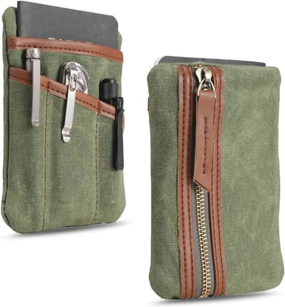 Compacte EDC Buideltas voor Heren - Organiser voor Kleingeld, Notitieboek en Zaklamp