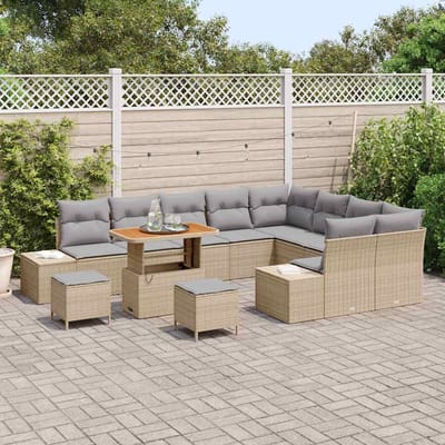 vidaXL - Tuinbank - Set - 12 - st - 11-Aantal - zitplaatsen - Beige - Poly - rattan