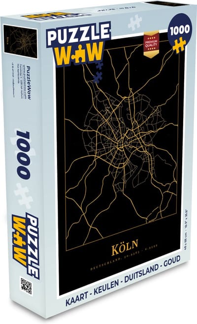 Puzzel Kaart - Keulen - Duitsland - Goud - Legpuzzel - Puzzel 1000 stukjes volwassenen