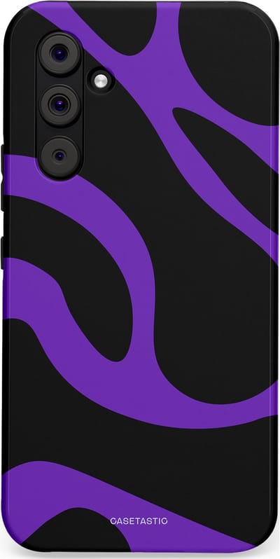 Casetastic Hoesje Geschikt voor Samsung A54 (5G) - Stijlvolle Beschermende Duo-layer Case - Golven van Paars en Zwart