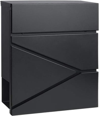 Afsluitbare brievenbus - Buitenmuur brievenbus - Post ontvangen - Grote capaciteit - 36.3x33x10.4 cm - Zwart
