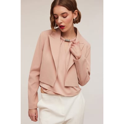 Motivi Cotton Blend Canvas Spencer Jacket Powder Pink Size: 36 | Blazers Outlet | Dames | Roze