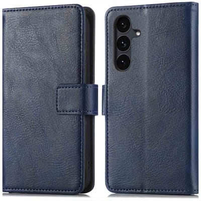 imoshion Hoesje - Geschikt voor Samsung Galaxy S25 FE - Luxe Bookcase - Donkerblauw
