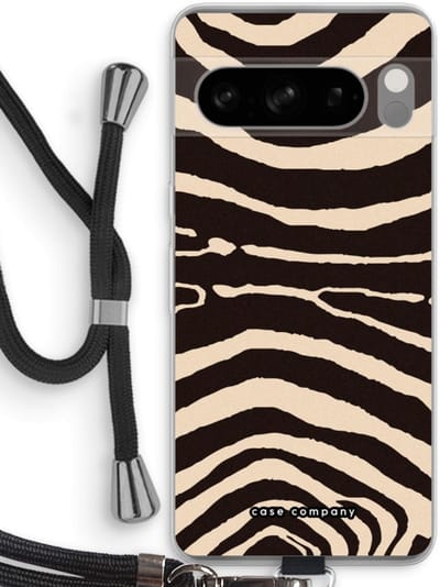 Case Company® - Hoesje met koord geschikt voor Google Pixel 8 Pro hoesje met Koord - Arizona Zebra - Telefoonhoesje met Zwart Koord - Bescherming aan alle Kanten en Over de Schermrand