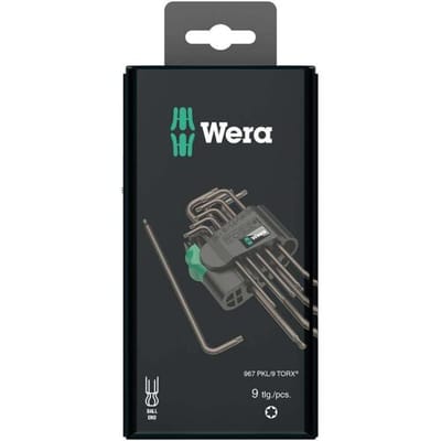 Wera 967 PKL/9 SB SiS Binnen-Torx Haakse schroevendraaierset T 8, T 9, T 10, T 15, T 20, T 25, T 27, T 30, T 40 9-delig