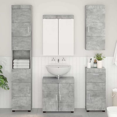 vidaXL - Badkamer - wandkast - TULUM - Beton - Grijs - 37 - x - 24,5 - x - 86 - cm