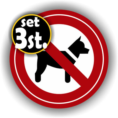 Jerma - Stickers - Verboden voor Honden – Set 3 st – 1x Ø15 - 2x Ø10 cm – Weerbestendig - Zelfklevend