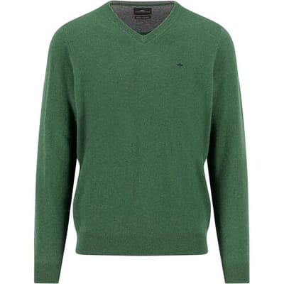 Fynch-Hatton Trui V-Neck Merino Cashmere Dark Leaf / male