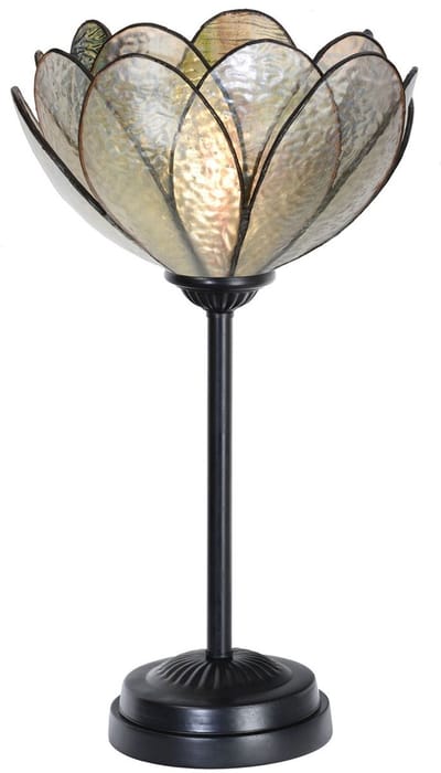 Tiffany slanke tafellamp zwart met Sparkling Pioenroos - Art Deco Trade