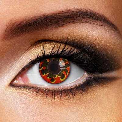 Partylens® zwart/rode kleurlenzen - Burning Flame - zachte jaarlenzen met lenshouder - Halloween - Cosplay
