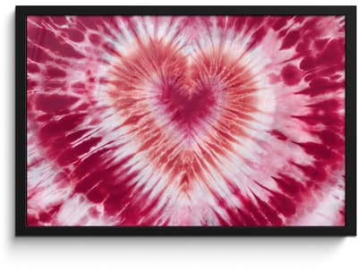 Poster in lijst - Fotolijst 60x40 cm - Posters - Hartvorm - Roze - Tie dye - Posterlijst zwart - Decoratie - Wanddecoratie woonkamer - Muurdecoratie slaapkamer