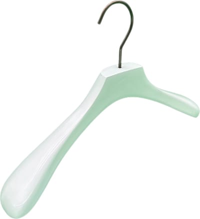 TopHangers [Set van 5] Luxe hoogglans witte houten kledinghanger / garderobehanger / jashanger met draaibare 4mm dikke koperkleurige haak