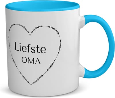 Akyol - liefste oma koffiemok - theemok - blauw - Oma - de liefste oma - verjaardag - cadeautje voor oma - oma artikelen - kado - geschenk - 350 ML inhoud