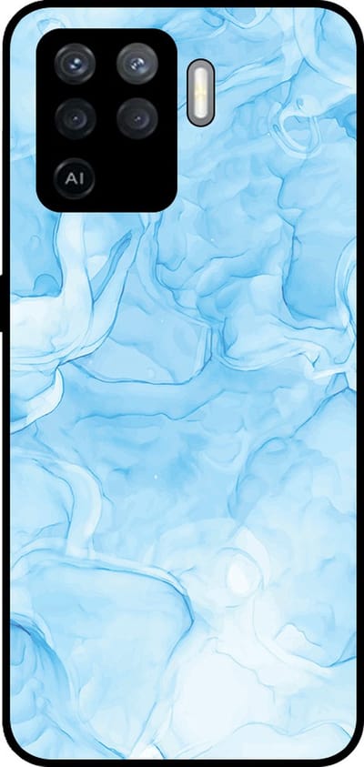 Smartphonica Telefoonhoesje Geschikt voor Oppo A94 4G / Reno5 Lite met marmer opdruk - TPU backcover case marble design - Lichtblauw geschikt voor Oppo A94 4G;Oppo Reno5 Lite