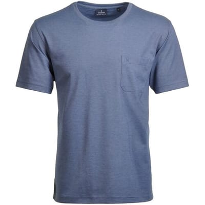 Ragman T-Shirt Softknit Uni Easy Care Round Neck Breast Pocket Duivenblauw / male