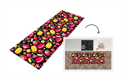 Keukenloper - Loper keuken - Snoep - Patroon - Aardbei - 150x50 cm - Keukenloper vinyl